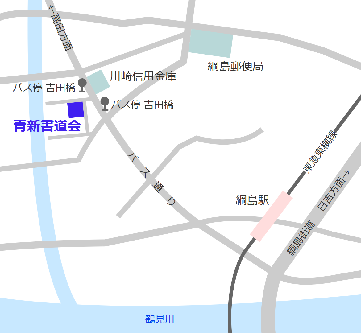 綱島駅から当教室までの地図です